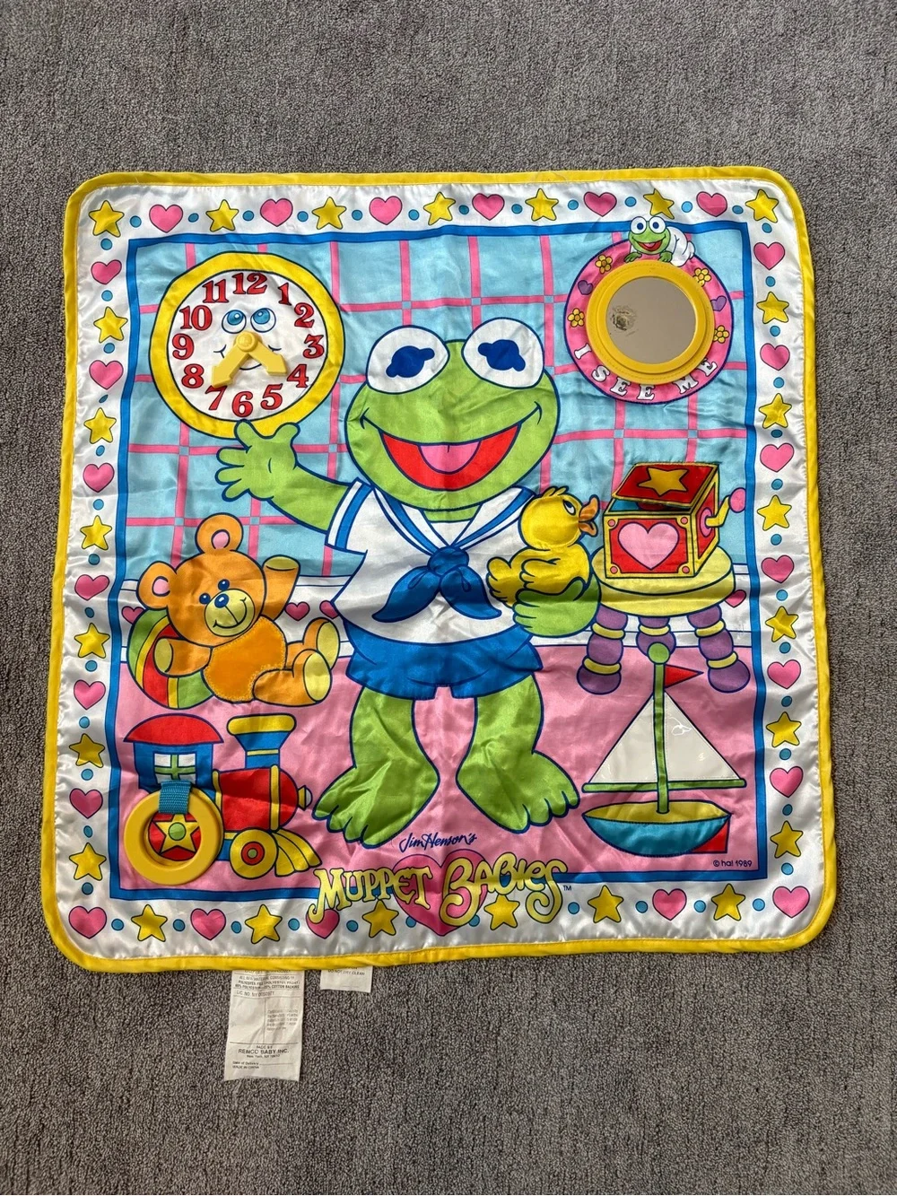 Vintage 1989 Muppet Babies Kermit Activity Babymat - Multicolor